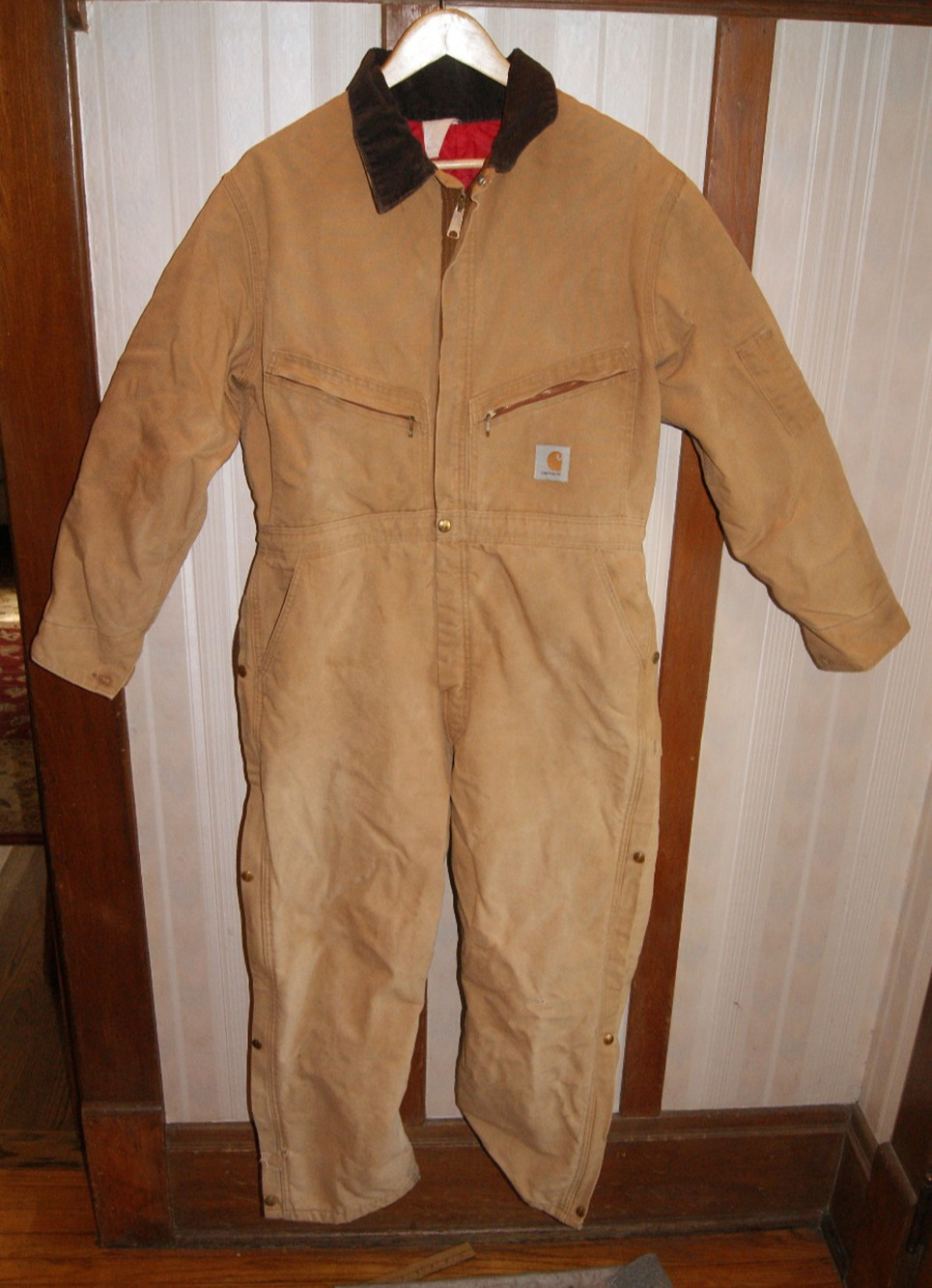 Vintage CARHARTT COVERALLS Insulated Union USA MADE Brown DUCK Mens 44 Short